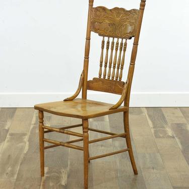 Carved Larkin Style Dining Chair W Banister Back