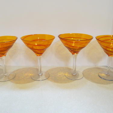 Vintage MCM hand blown set of 4 martini stems