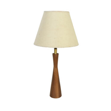 Teak and Brass Bottle Form Lamp Vintage Danish Modern Turned Teak Table Lamp 