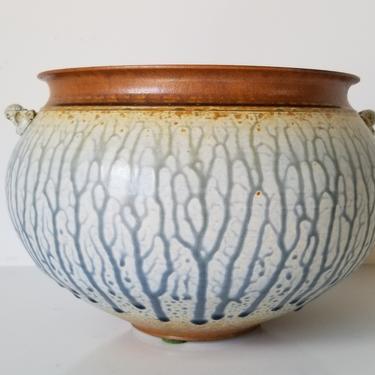 1990s Derni Wheel Thrown Drip Glaze Art Pottery Vase 