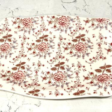 Vintage Johnson Brothers Rose Chintz-Pink made in England 12.5 Rectangle Serving Platter, Small Wedding Gift Idea for Friend by LeChalet