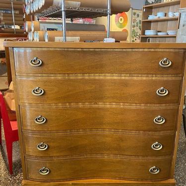 Walnut veneer midcentury modern chest of drawers, 40”L x 18”W x 43”T