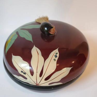 Vintage lacquer box floral deco made in Japan, 1980's 