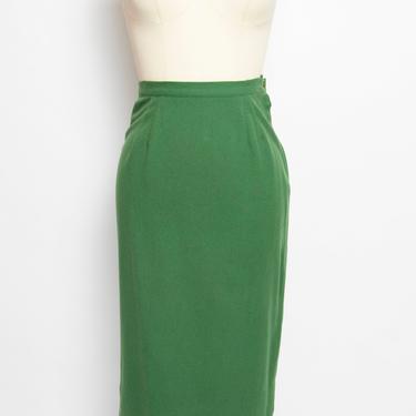 1960s Pencil Skirt Green Wool Small 