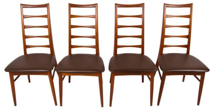 Set 4 Koefoed Hornslet Danish Teak Dining Chairs w/ New DARK BROWN Upholstery