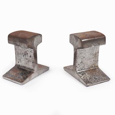 Railroad Track Bookends Metal Small Book Ends Set 