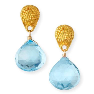 Petite Brazilian Blue Topaz Drop Earrings