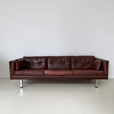 1970s Rosewood and Leather Sofa by Jydsk Mobelvaerk, Denmark