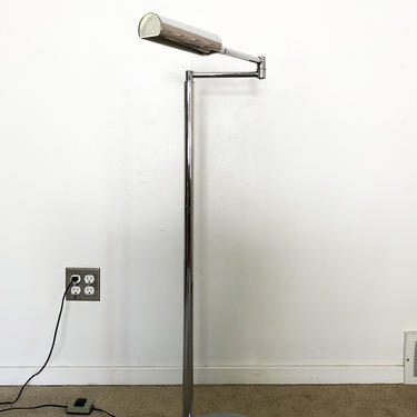vintage mid century Koch Lowy chrome adjustable reading floor lamp 