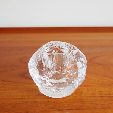 Scandinavian Modern Kosta Boda Snowball Crystal Candle Holder Medium Made in Sweden 