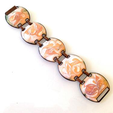 Fab Vintage Mid Century Enamel on Copper Bracelet Abstract Psychedelic Art 