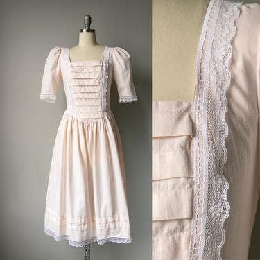 1980s Gunne Sax Dress Peach Cotton S / XS 