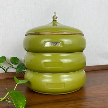 MCM Atomic 3 tier Stacking Canisters in Avocado Green from the 60's 