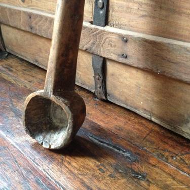 Primitive Wooden Spoon, Grain Scoop Spoon, Rustic Kitchen Tool, Early 1800s 