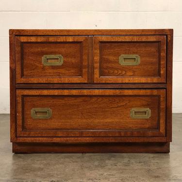Mid-Century 2-Drawer Nightstand / Side Table  ~ Campaign Style 