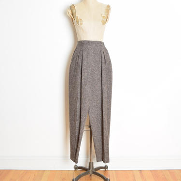 vintage 80s pants gray wool blend high waisted pleated tapered mom trousers M clothing 