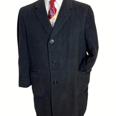 Vintage 1950s 100% CASHMERE Overcoat ~ size 42 to 44 Short ~ Trench Coat ~ Preppy / Ivy Style / Trad ~ 60s 