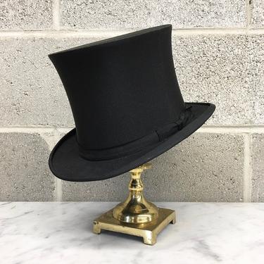 Vintage Top Hat Retro 1930s John B. Stetson Company + Collapsible + Black Satin + Formal + Opera Hat + Costume Accessory + Collectible 