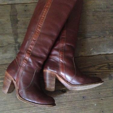 Frye Campus Riding Boots Chocolate Brown Size 5,5 US High Heels 