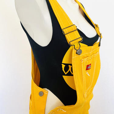 90’s vintage Yellow Dickies Overalls oversiz denim jumpsuit, retro jean jumpsuit, baggy denim coveralls, mechanic grunge vintage overalls xs 