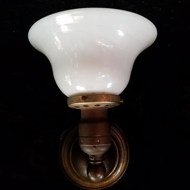Vintage Brass Sconce with Milk Glass Shade