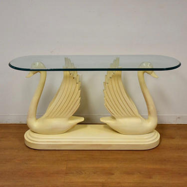 Double Swan Glass Sofa Table 
