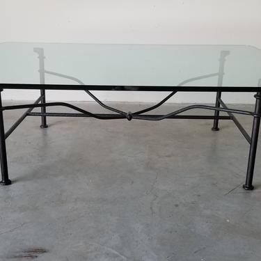 Giacometti Style Wrought Iron & Glass Coffee Table 
