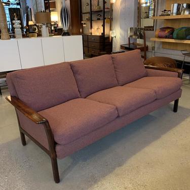 Danish Modern Rosewood Framed Upholstered Sofa by Hans Olsen, Vatne, Norway-