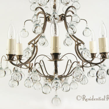Swedish controlled bubble crystal chandelier, circa 1950s