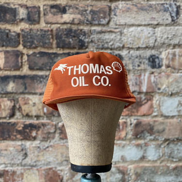 Vintage Thomas Oil Co Mesh Snapback Hat Mobil Pegasus &amp; Shell Dodgeville, WI 