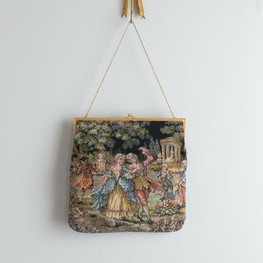 Vintage Rococo 60's Romantic Tapestry Bag By Delill