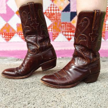 Brown Leather Lucchesse Cowgirl Boots