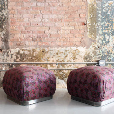 Pair of Pouf stools by Karl Springer