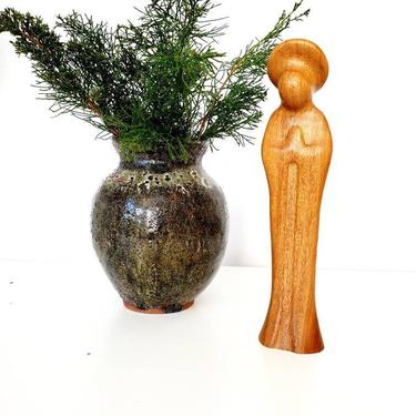 Vintage Handcrafted Wood Madonna / Mother Mary Figurine 