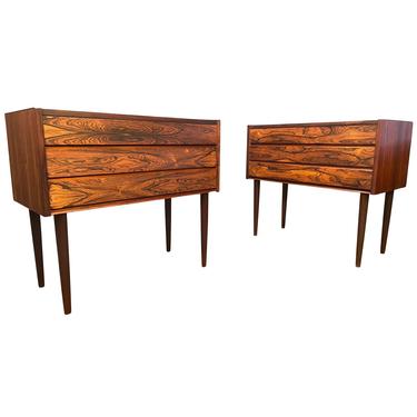Pair of Vintage Danish Mid Century Modern Rosewood Nightstands - Chest of Drawers 