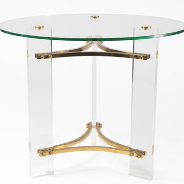 Vintage MCM 70's Charles Hollis Jones Lucite and Brass Cocktail Table 