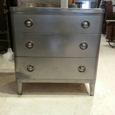 Vintage industrial stripped steel Simmons chest of drawers 