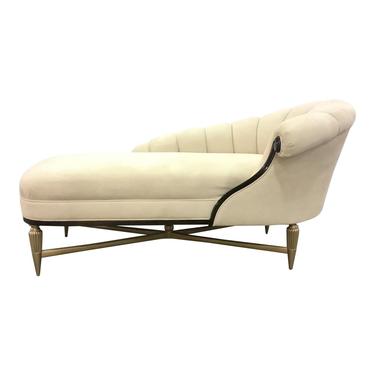 Caracole Modern White Velvet Chaise Lounge