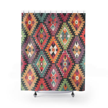 Geometric Abstract Shower Curtain ~ Vintage Inspired Geometric Shower Curtain ~ Bathroom Décor ~ Geometric Design ~ Abstract Shower Curtain 