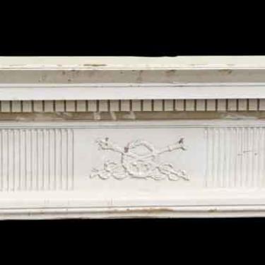 Reclaimed 7 ft White Wooden Carved Mantel Shelf