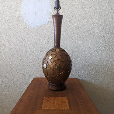Florence Art Studio Ceramic Coin Covered Table Lamp circa 1964 