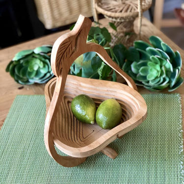 Collapsible Wood Bowl/ Pear Shape/Spiral Handmade Bamboo 