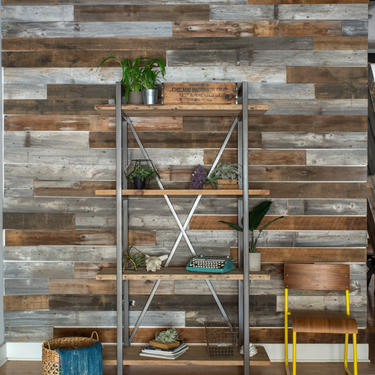 Reclaimed Wood Loft Shelving Unit, wall mounted, steel X support, choose width and finish. Custom orders 5-7 wks 