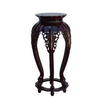 Chinese Red Brown Mahogany Round Curved Legs Plant Stand cs5248S