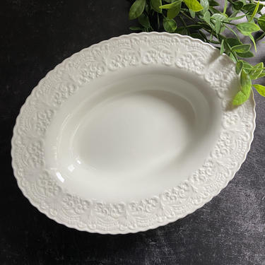 Vintage Limoges France Serving Bowl - Megan pattern from Ralph Lauren China, ivory porcelain oval vegetable bowl 
