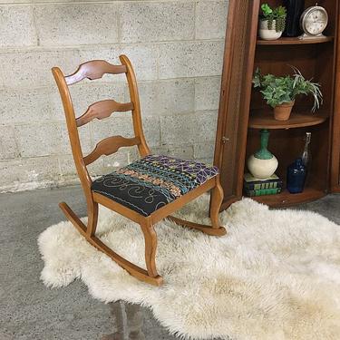 LOCAL PICKUP ONLY Vintage Rocking Chair Retro 1960s Statesville Chair Company Brown Maple Wood Rocking Chair With Bohemian Floral Print 
