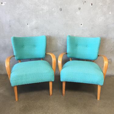 Pair of Heywood Wakefield chairs reupholstered (model M 340 C)
