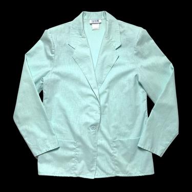 Vintage 1980s Women's Lightweight Cotton Summer Blazer ~ estimated size S ~ Jacket / Sport Coat ~ Pastel / Light Blue 