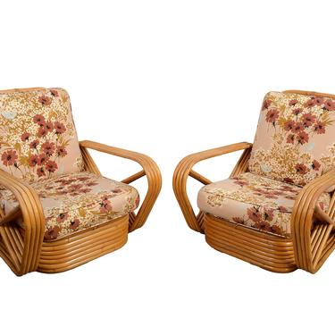Bamboo and Rattan Arm Chairs made by Frankl Style Pretzel Arms 
