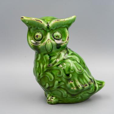 Vintage Owl Decor | Green Ceramic Owl  | Retro Animal Figurine | Mr. Owl 